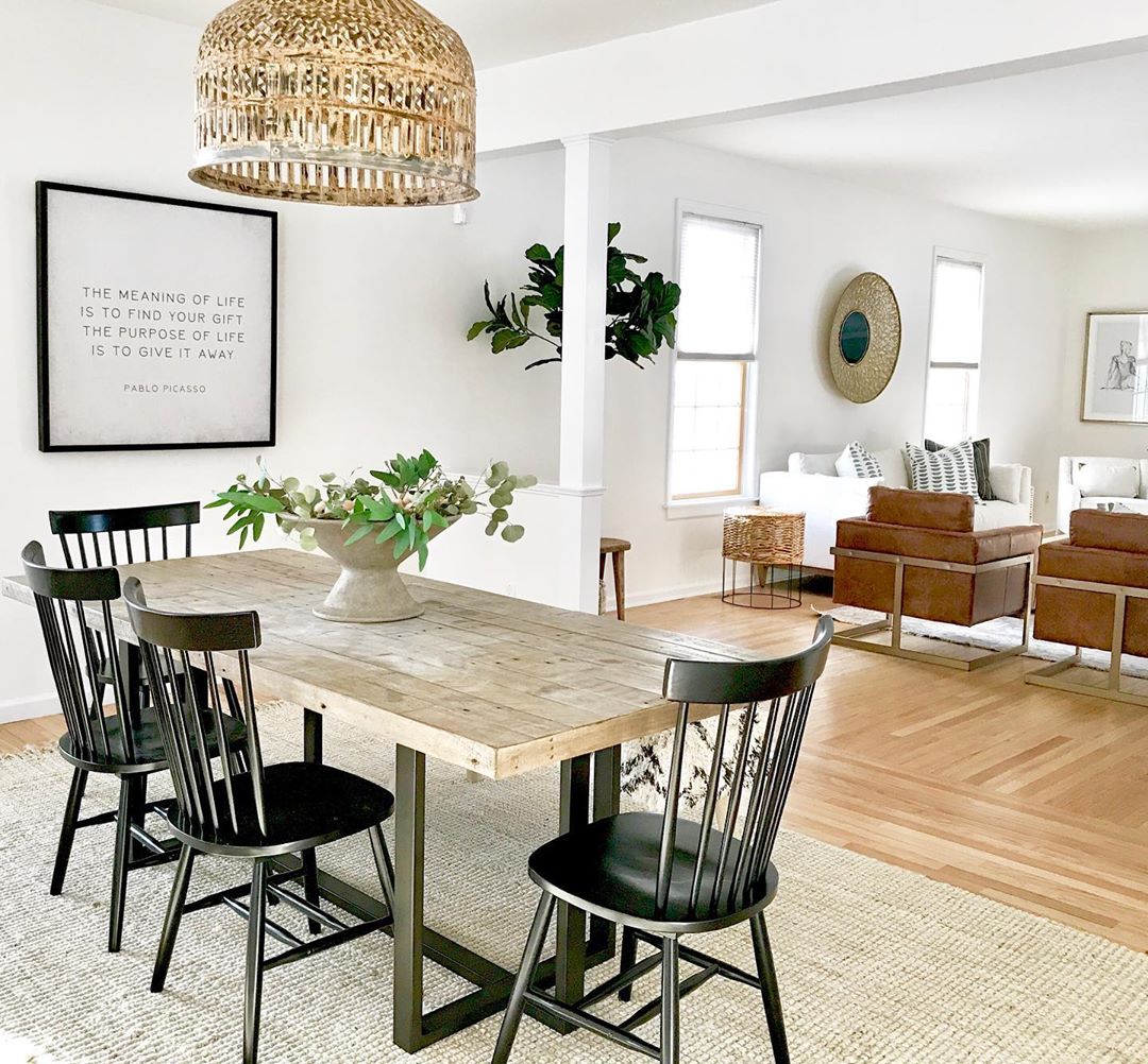 Open space dining room and living room. Photo by Instagram user @indigozhome