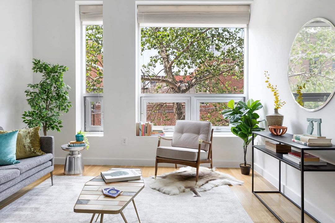 Staged living room. Photo by Instagram user @greenhouse_nyc