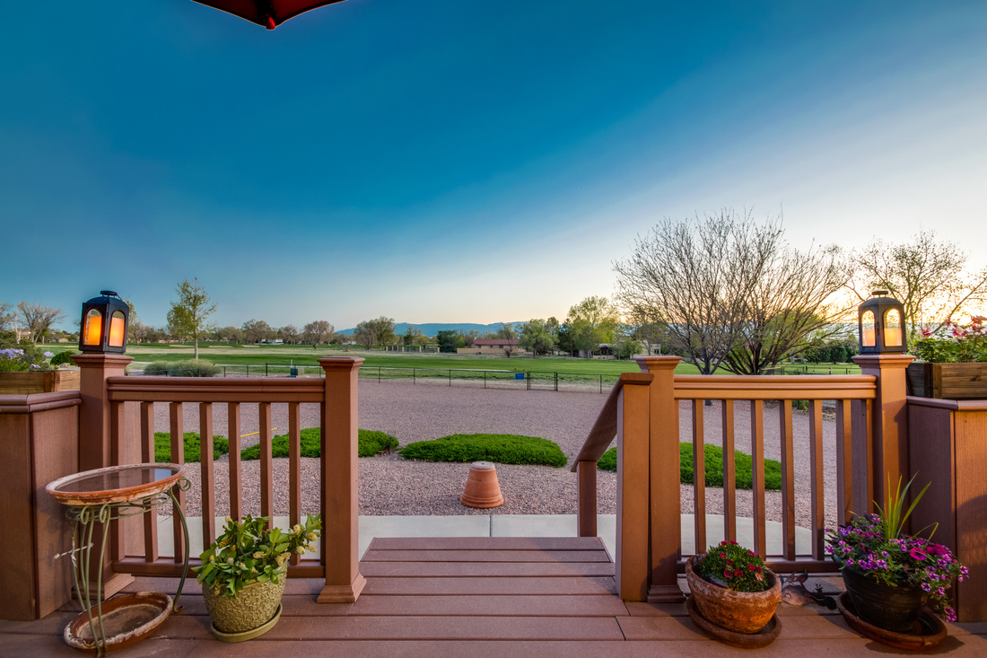 Professional real estate photo of porch and yard taken by SoCo Home Photography