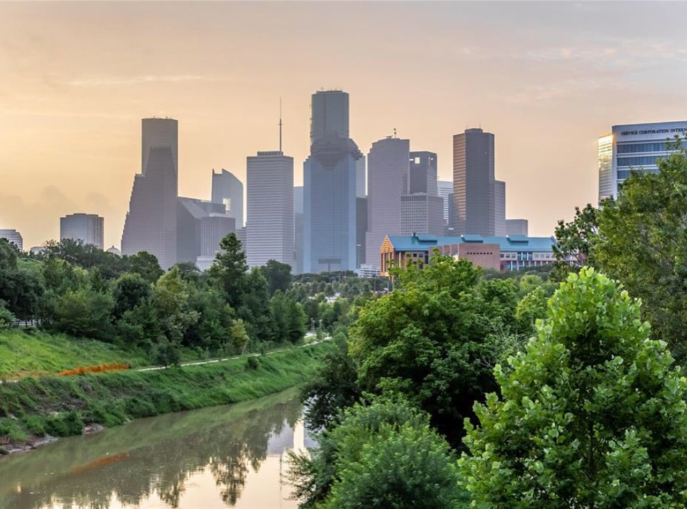 Photo of the Houston Skyline from Montrose. Photo by Instagram user @mandy_century21realtypartners