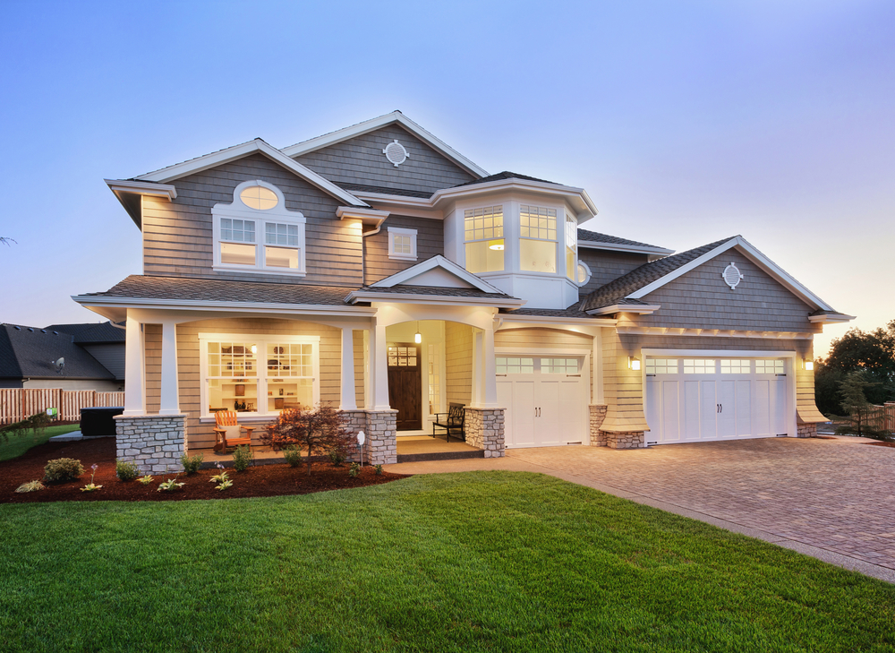 Contemporary house at sunset