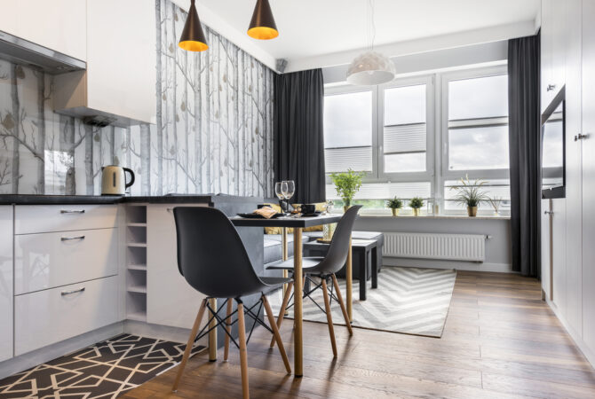 Small apartment with modern furniture and natural light