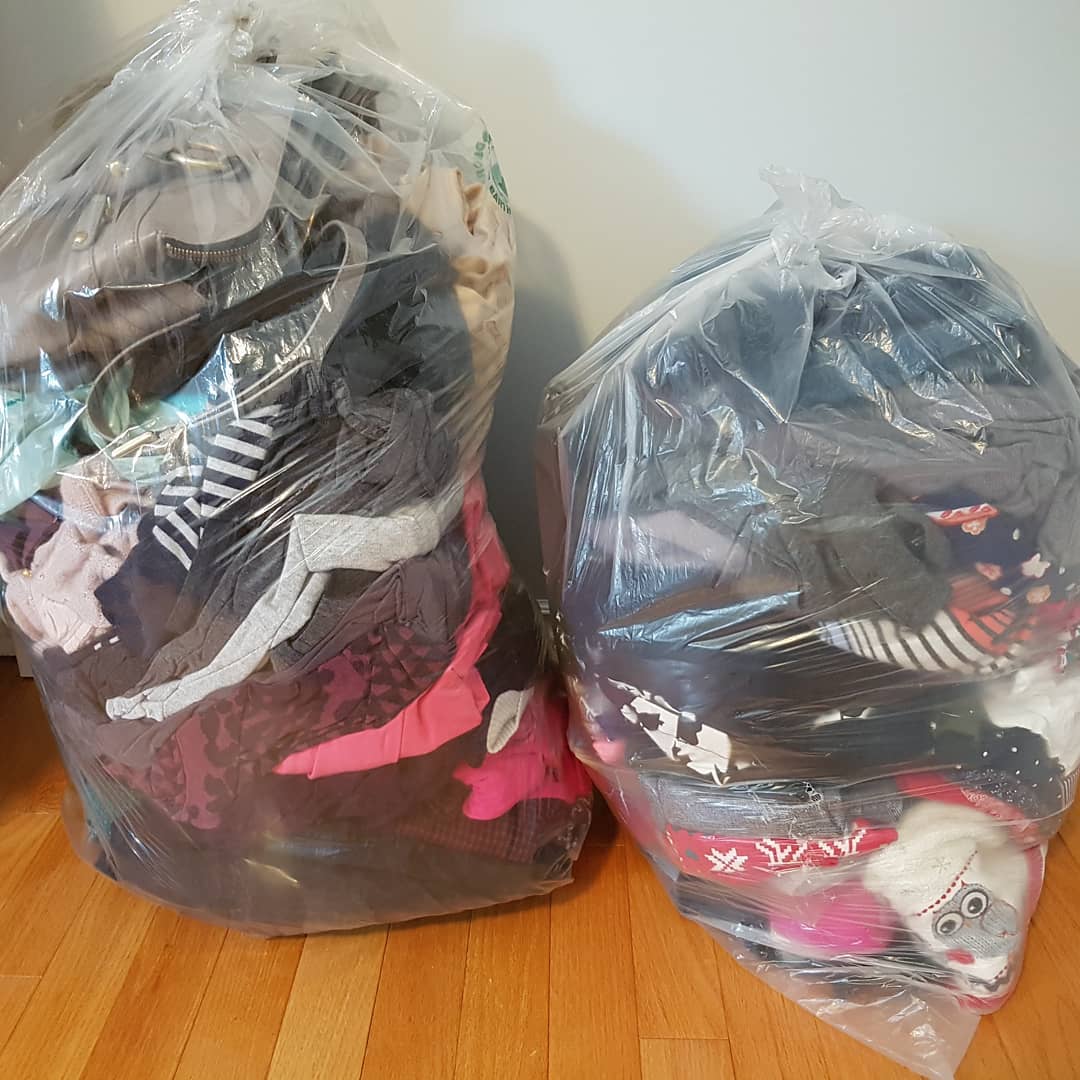 Bags with clothing donations. Photo by Instagram user @mrsdrnilescrane