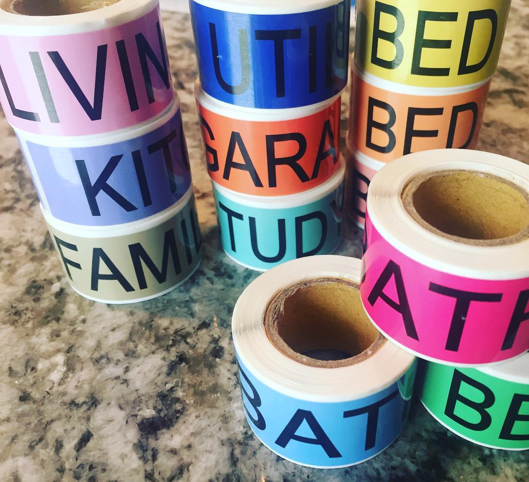 Packing tape with room labels. Photo by Instagram user @specialinspirations