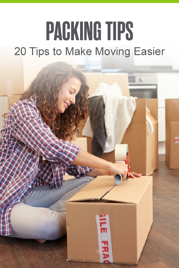 Pinterest Graphic: Packing Tips: 20 Tips to Make Moving Easier