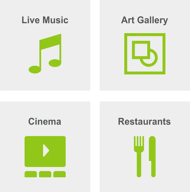 Activities in Nob Hill include live music, an art gallery, a cinema, and restaurants. 