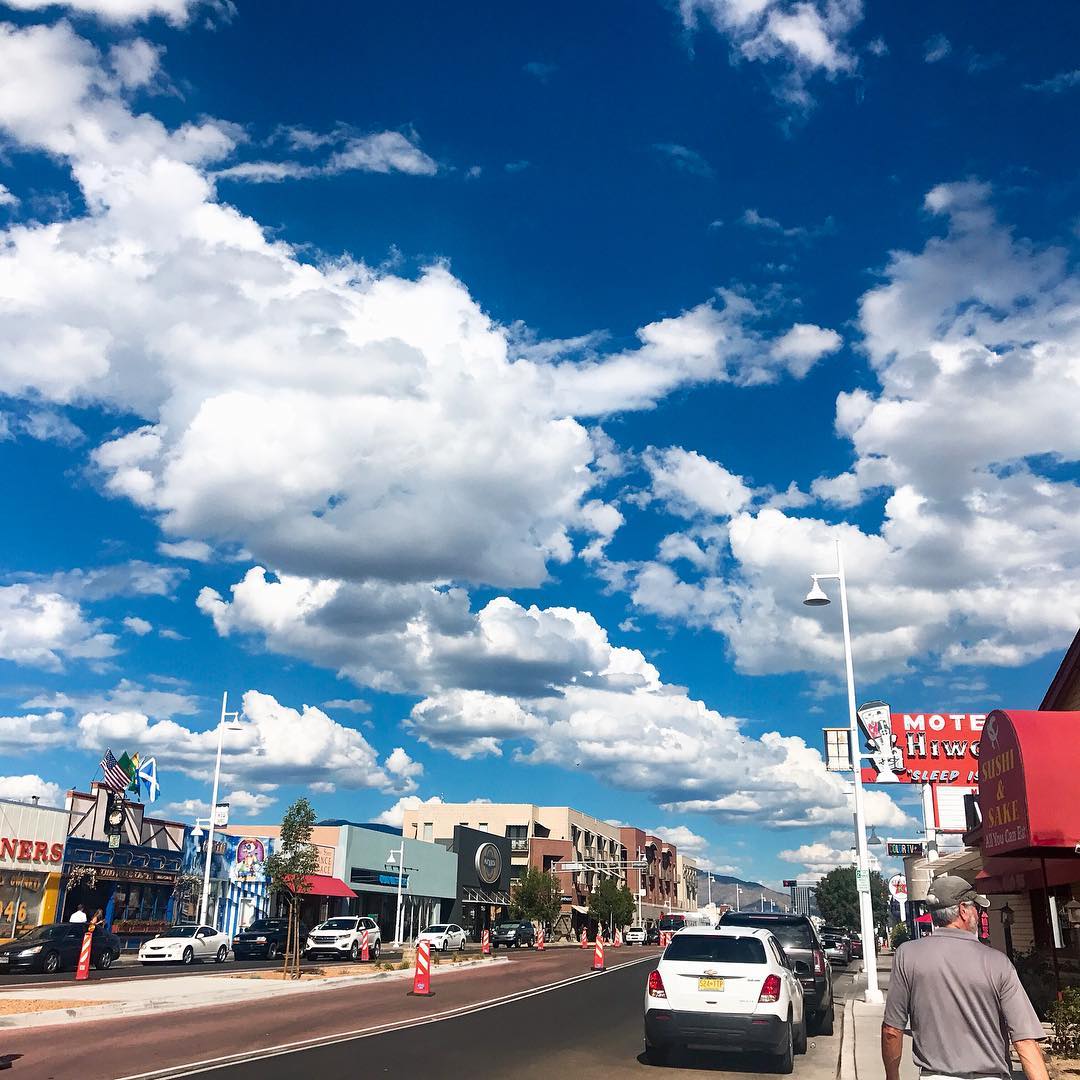 View of downtown street in Nob Hill Albuquerque. Photo by Instagram user @cassese