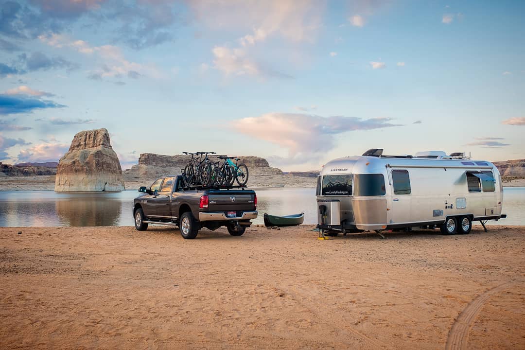 Truck with Airstream. Photo by Instagram user @currentlywandering