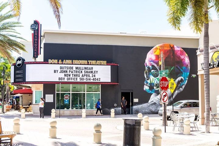 Exterior Photo of the PBD Drama Works and Don & Ann Brown Theatre in West Palm Beach. Photo by Instagram user @wpbaedistrict