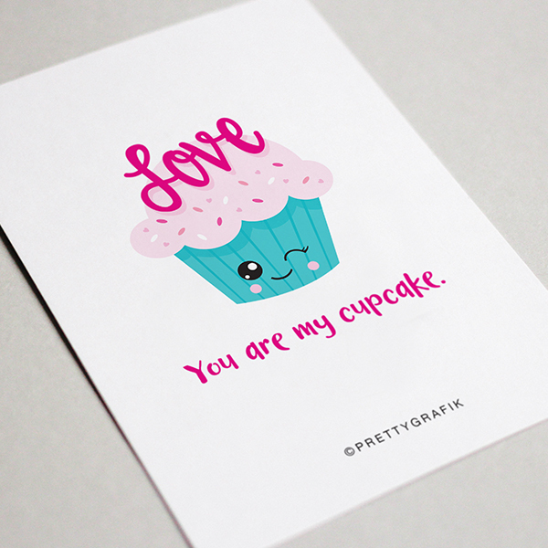 Card with Cute Cupcake Graffic. Photo by Instagram user @prettygrafik