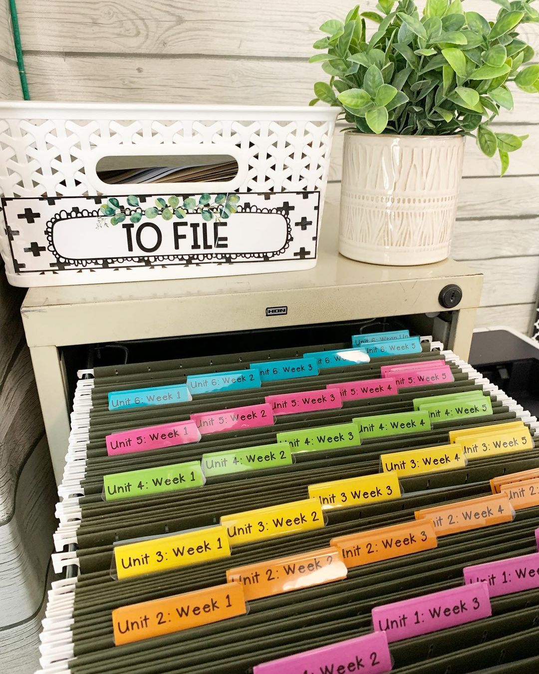 file draw with folder and colorful labels