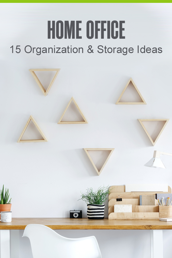 Pinterest Graphic: Home Office: 15 Organization & Storage Ideas