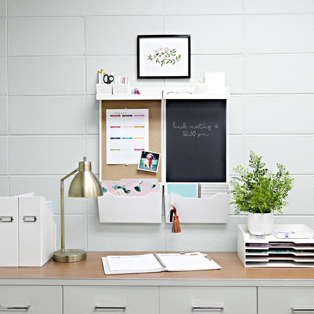 Office Wall with Vertical Storage Solutions. Photo by Instagram user @iheartorganizing