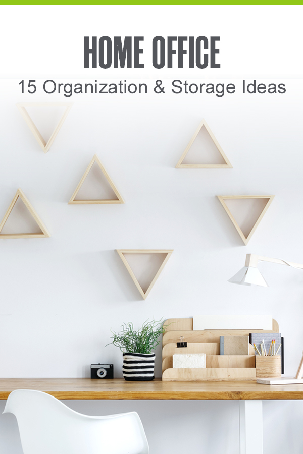 Pinterest graphic: Home Office: 15 Organization & Storage Ideas