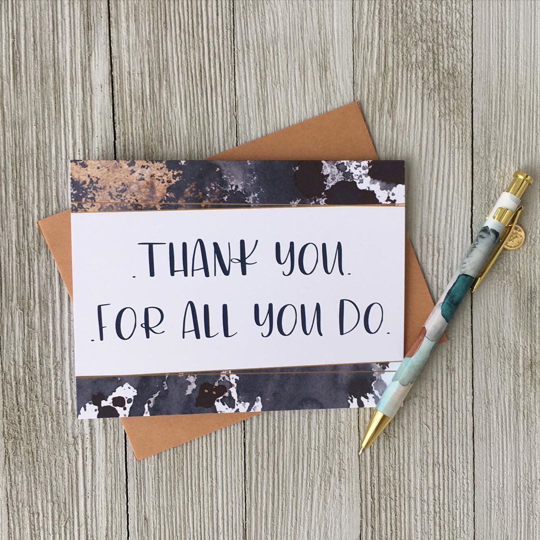 Pen next to letter that says thank you for all you do. Photo by Instagram user @loftdesignscanada