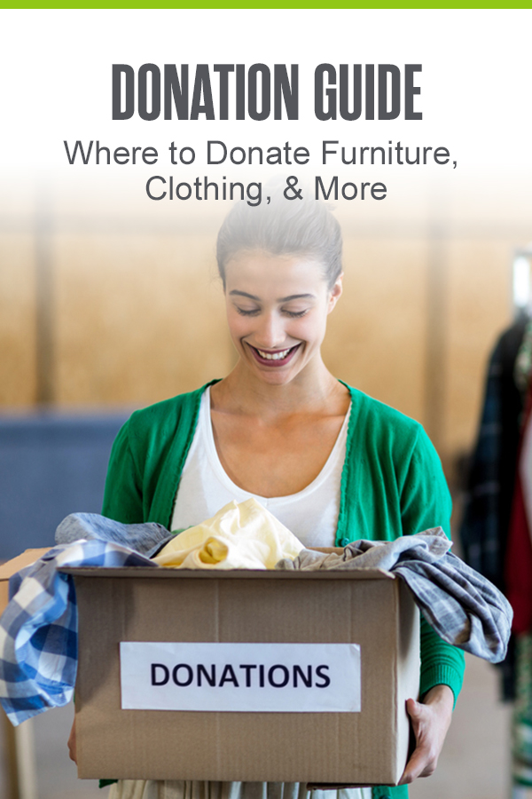 Pinterest Graphic: Donation Guide: Where to Donate Furniture, Clothing, & More