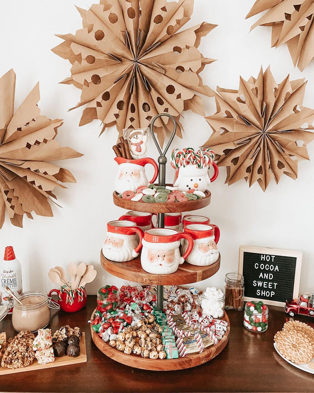 Holiday Drink Station with Santa Mugs and Candy. Photo by Instagram user @shandasilva