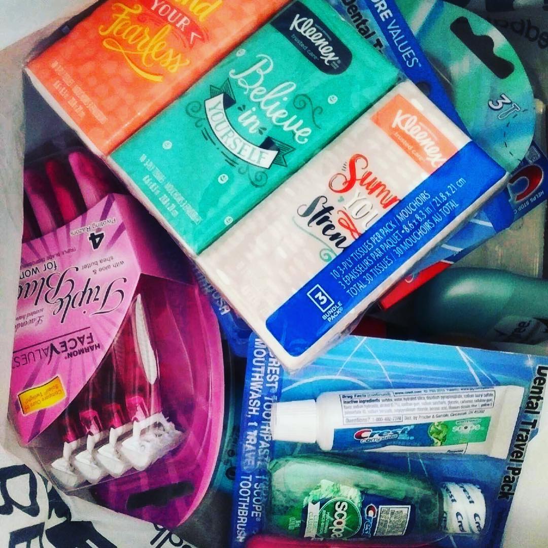 Toiletry donations. Photo by Instagram user @gwphinclusion