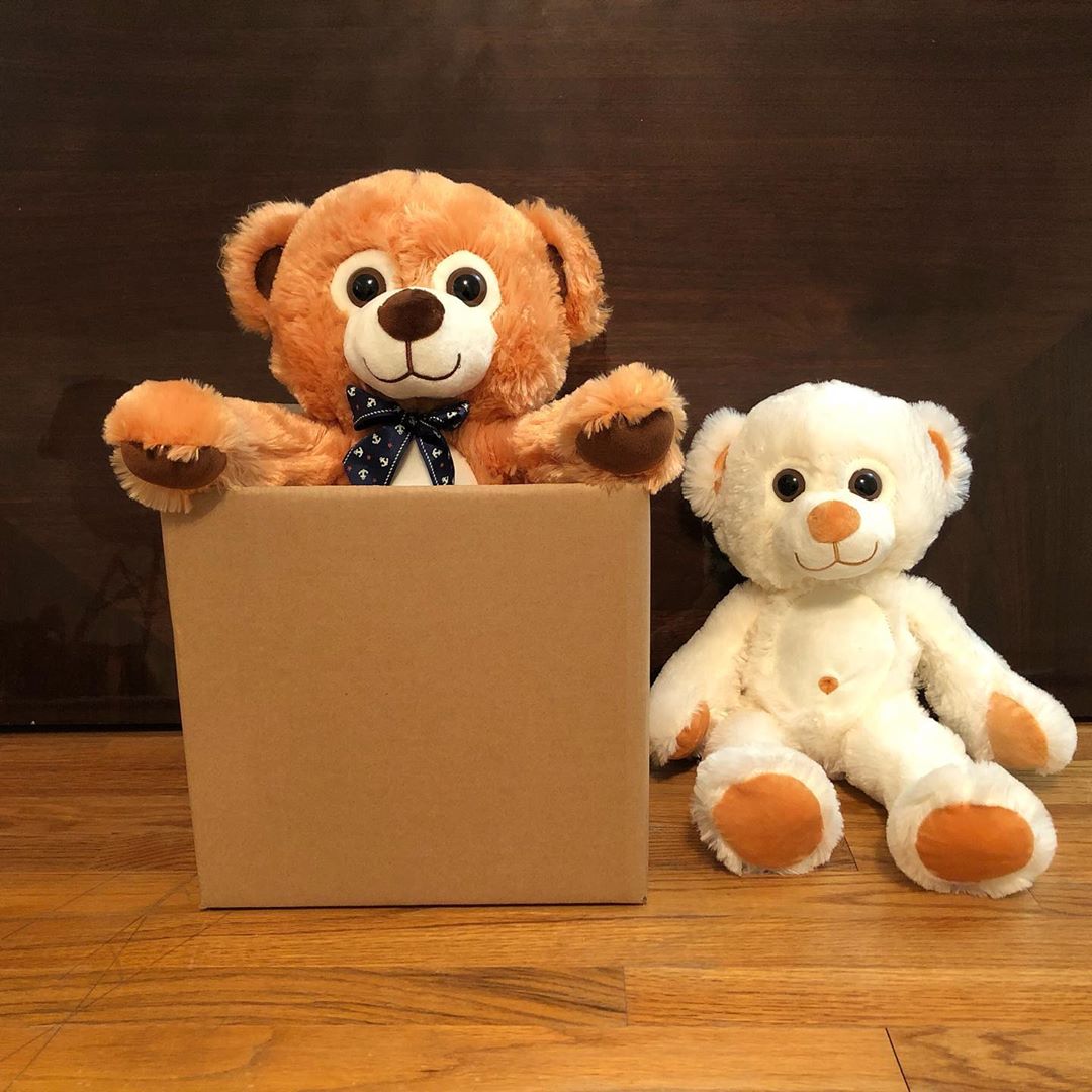 Box of stuffed animals. Photo by Instagram user @toynated