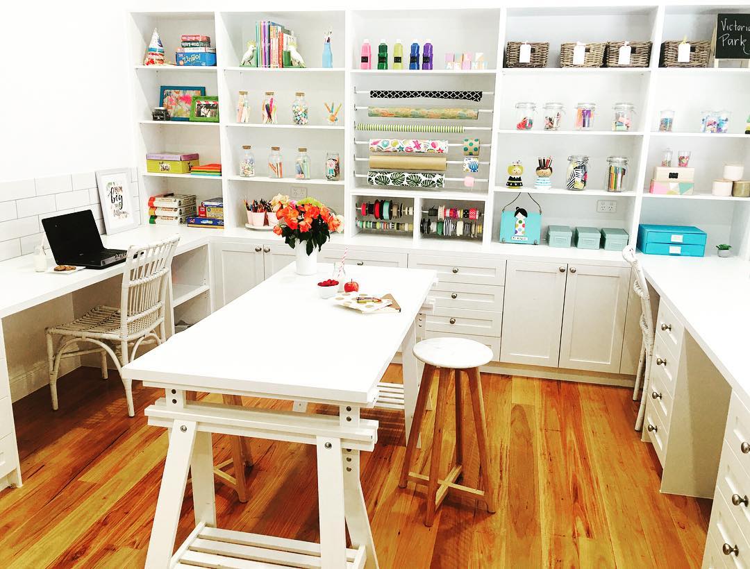 Neatly Organized Craft Room. Photo by Instagram user @victoriaparkfarm