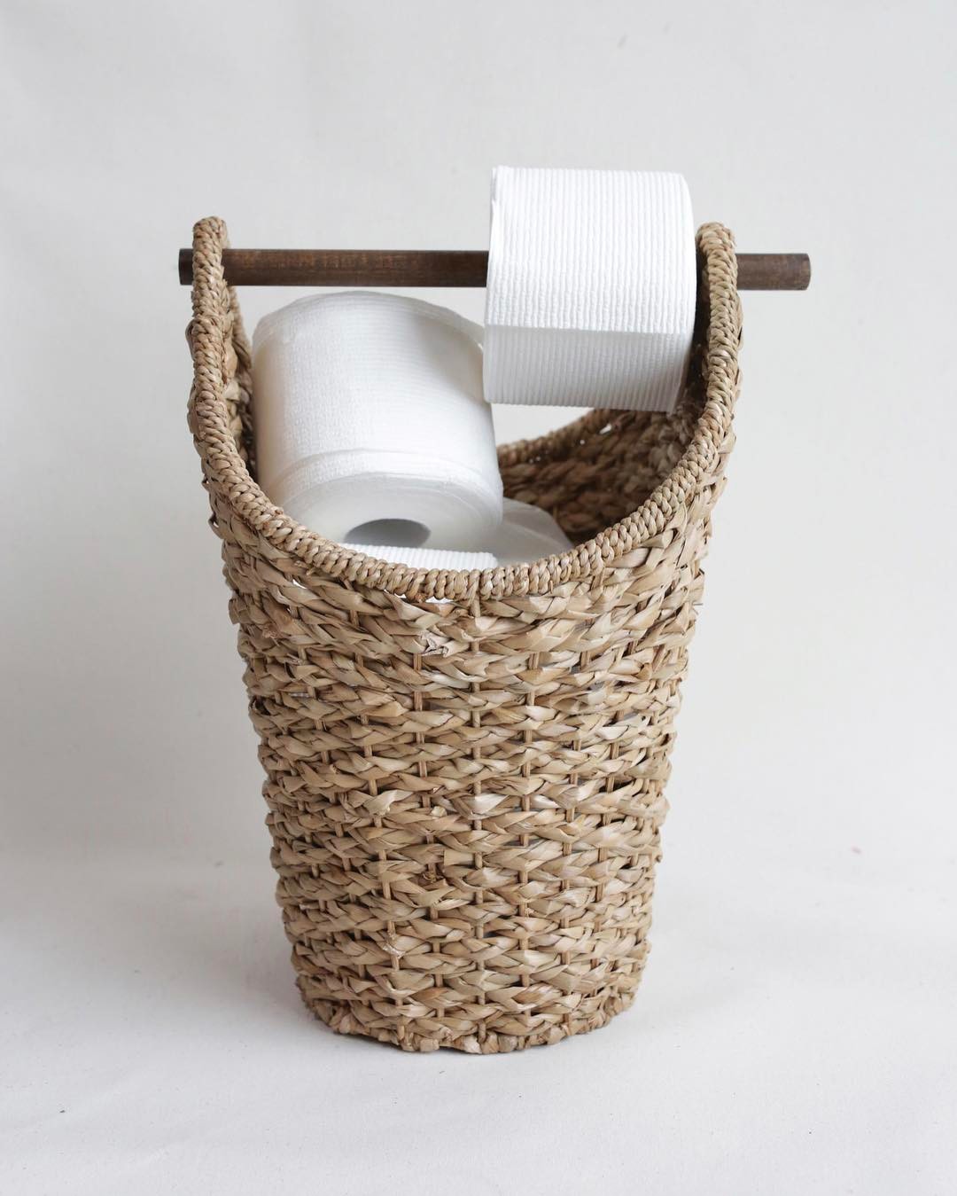 Braided Toilet Paper Basket. Photo by Instagram user @antiquefarmhouse