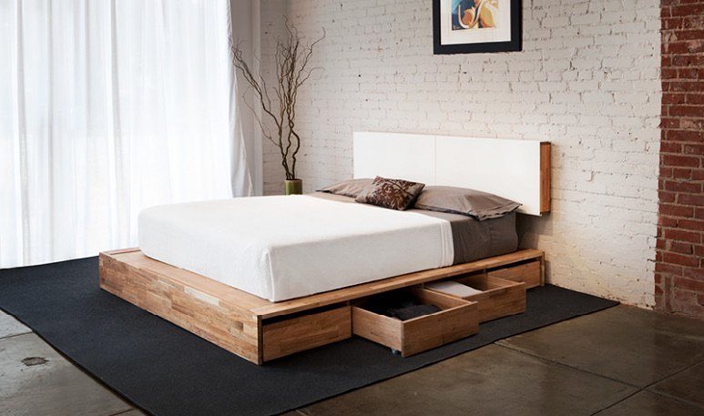 Platform Bed with Drawers Underneath. Photo by Instagram user @laxseries