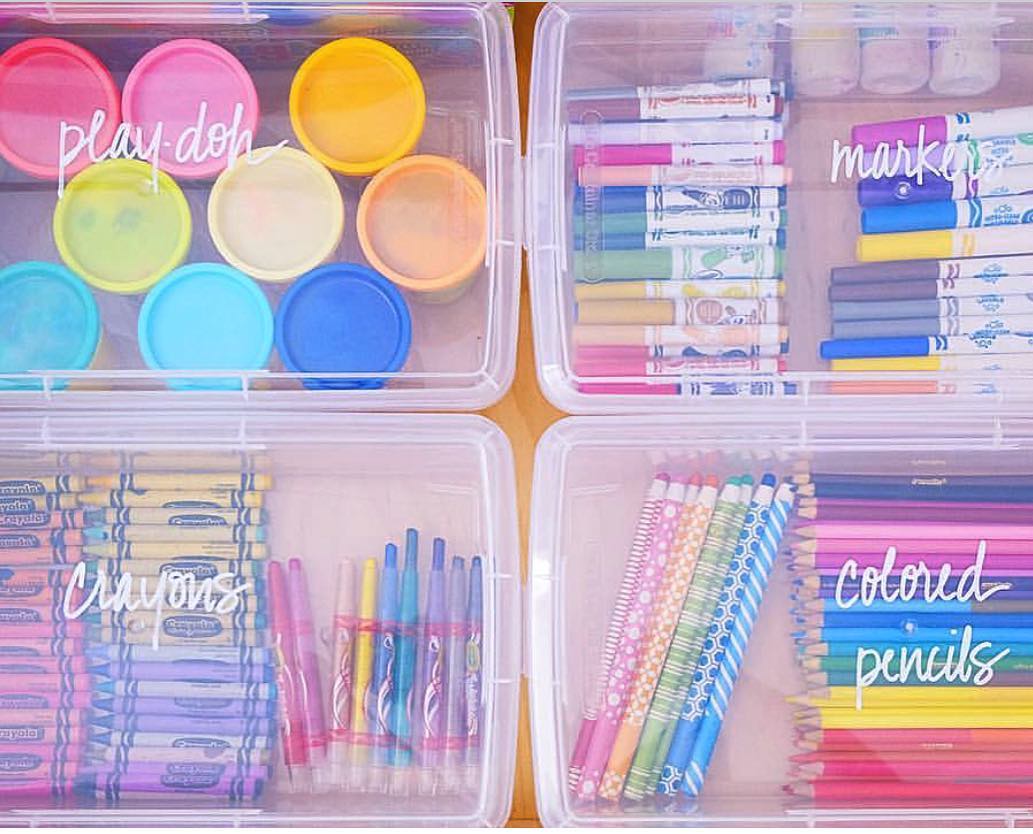 Colorful Storage for Childrens Art Supplies. Photo by Instagram user @irisusa
