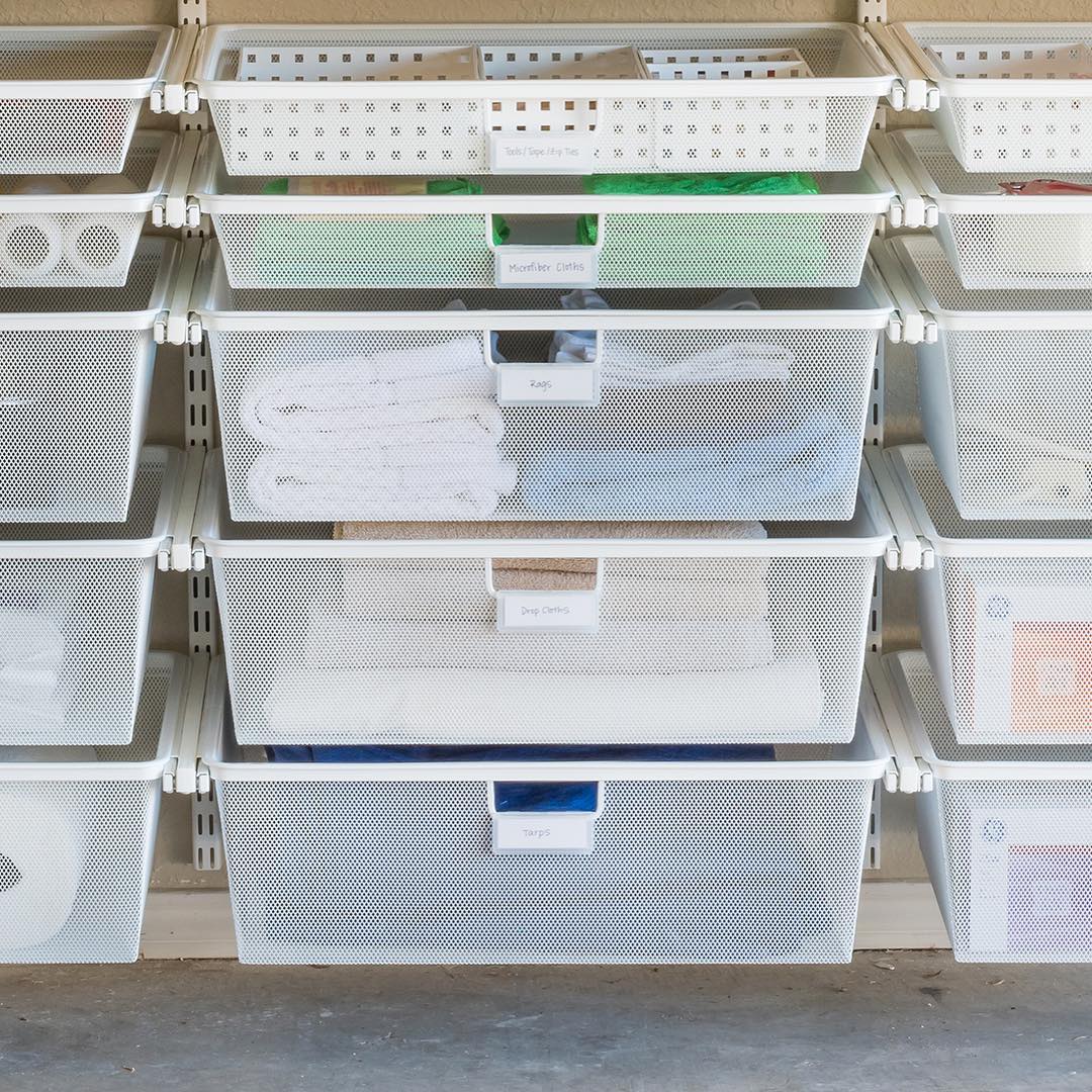 Rollout Bins Storing Garage Supplies. Photo by Instagram user @brynsta.gram