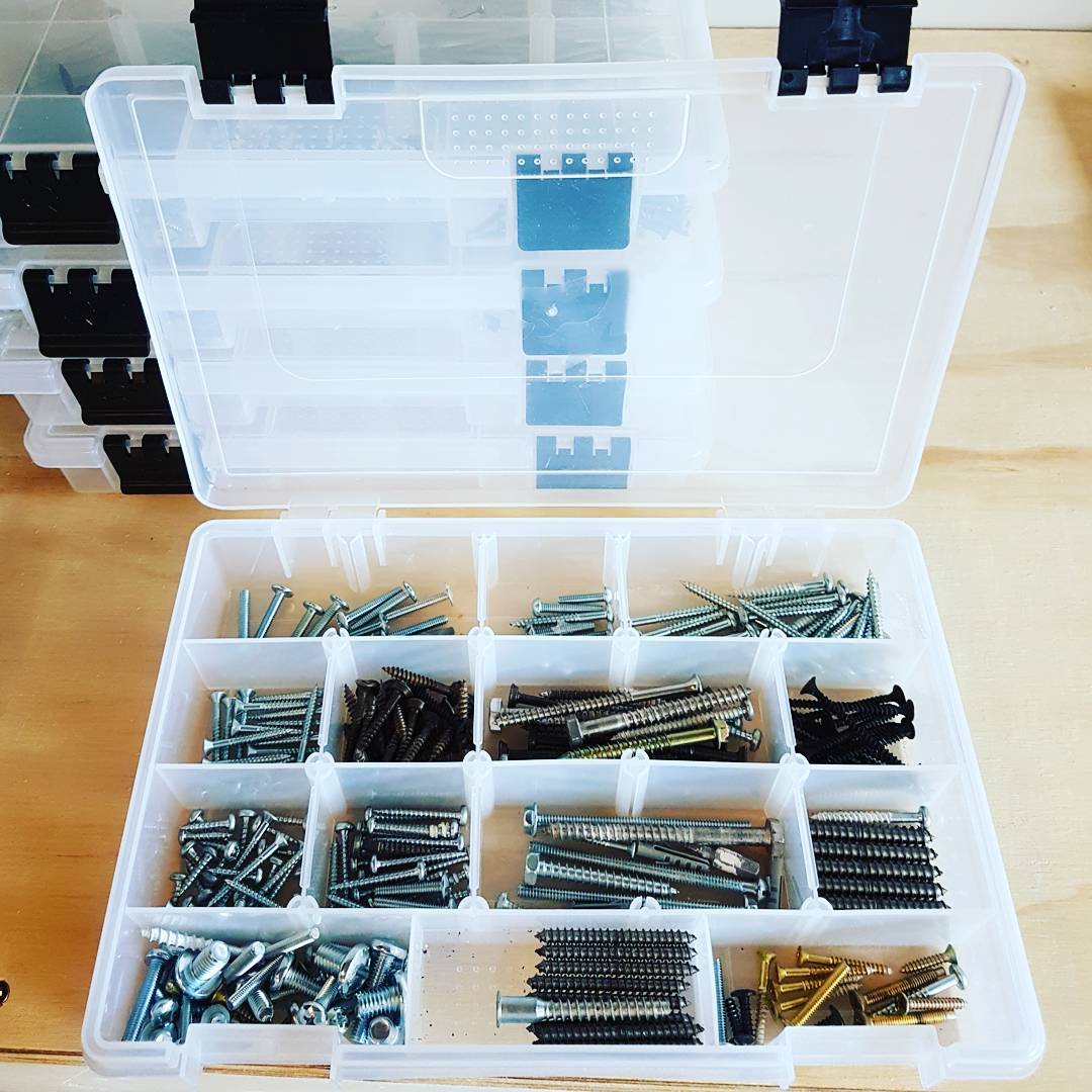 Nuts and Bolts Stored in Tackle Box. Photo by Instagram user @design_by_d9