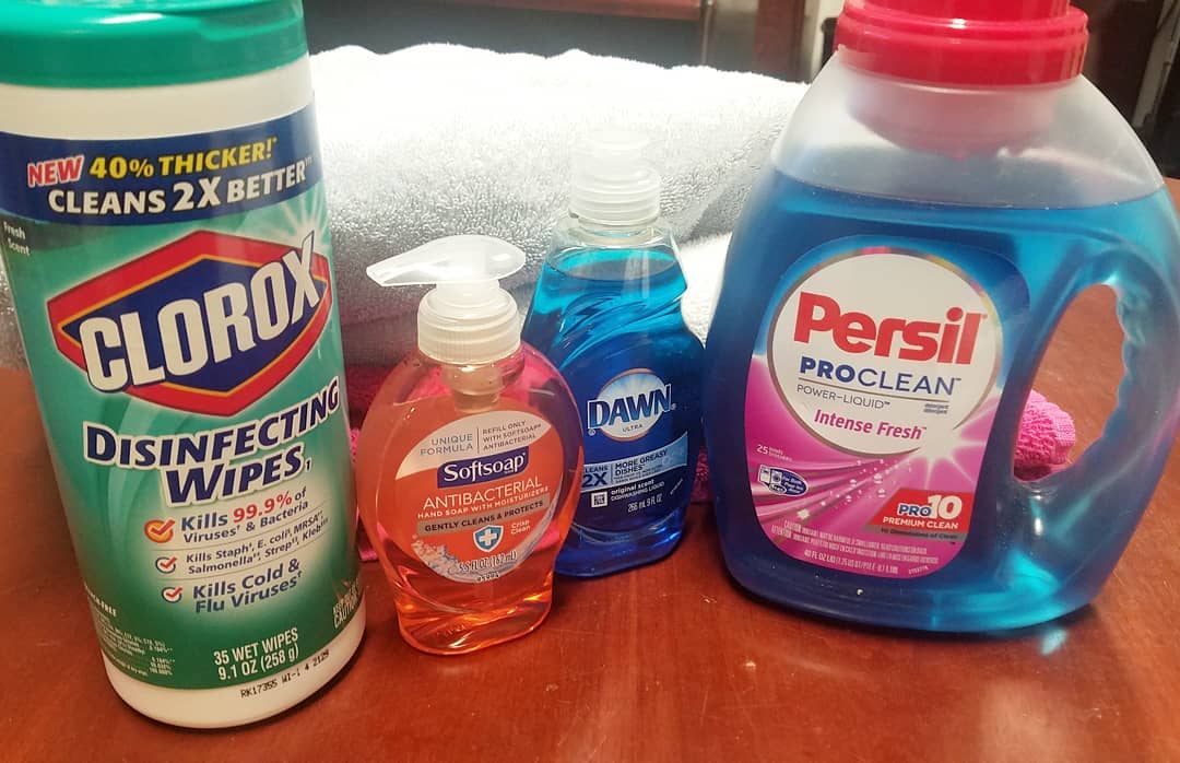 Cleaning supplies. Photo by Instagram user @dellathegrayseal