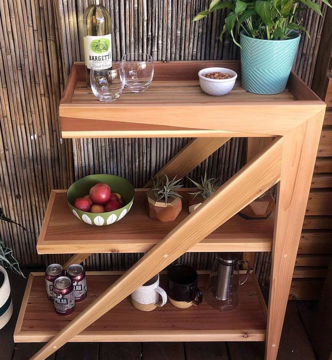 Outdoor Wooden Bar Cart. Photo by Instagram user @morningglorywoodshop