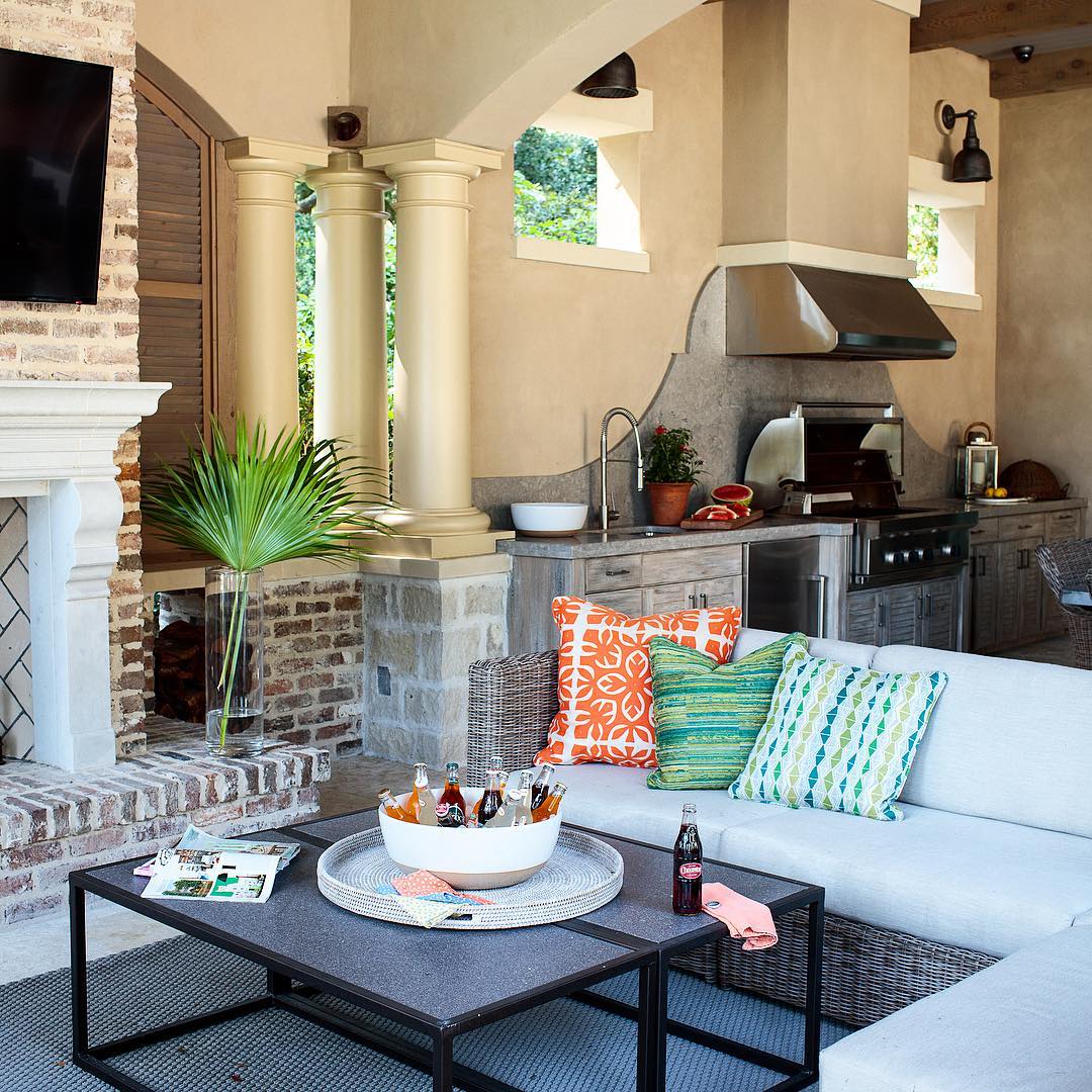 outdoor living space combined with indoor kitchen to make a complete room photo by Instagram user @jbanksdesign