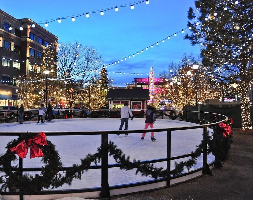 People ice skating during an early evening at SouthGlenn Photo by Instagram user @coachandcolt_south