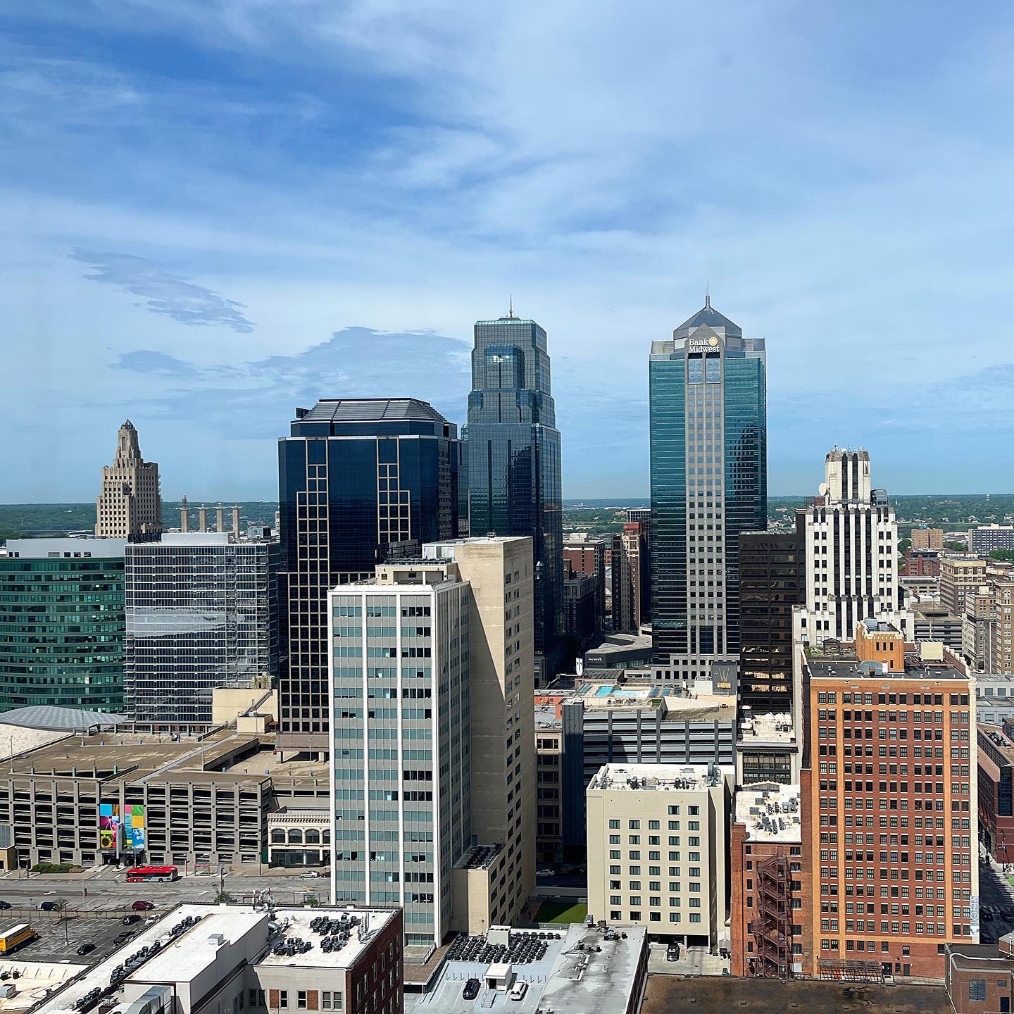 View of downtown Kansas City buildings and skyscrapers. Photo by Instagram user @kansascity.