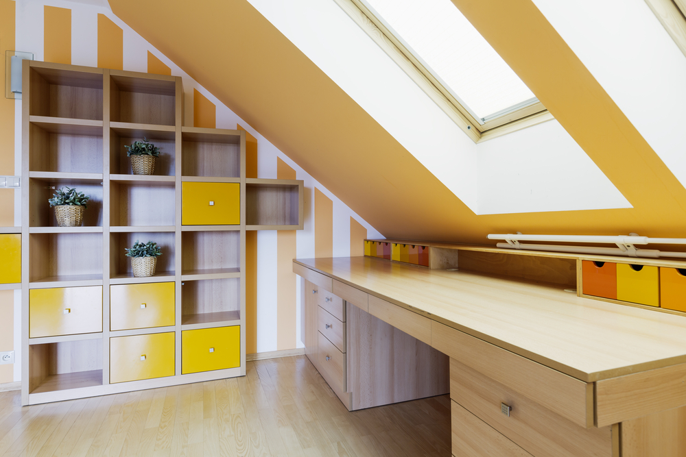 Bright, organized attic space