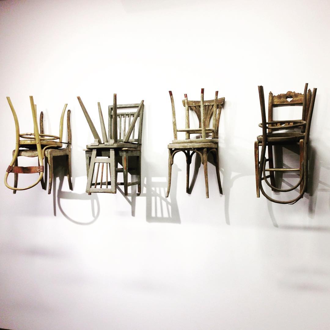Chairs in modern art display. Photo by Instagram user @martenschechprocess