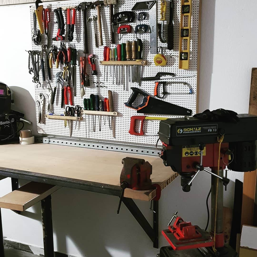 Pegboard wall with tool storage. Photo by Instagram user @mgvr_workshop