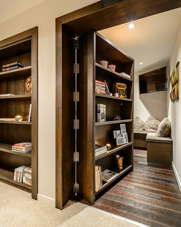 Secret Bookcase Door Leading to Secret Room. Photo by Instagram user @interestingcreativedesigns
