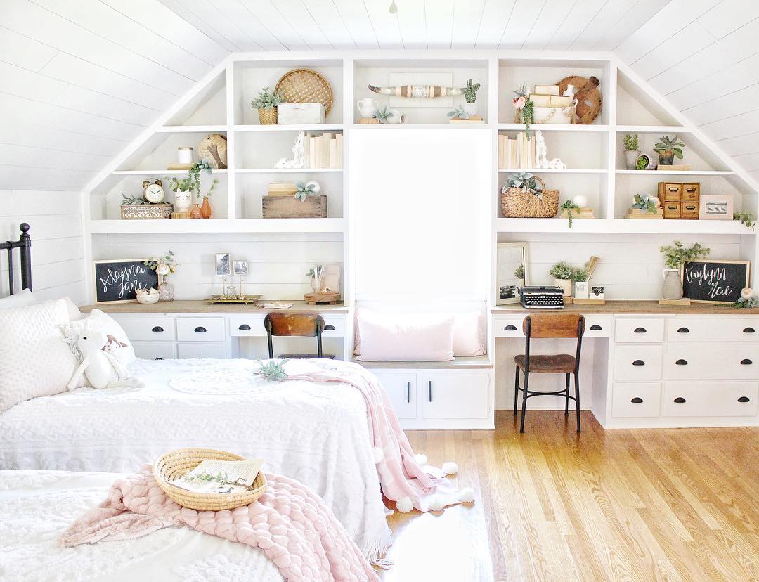 Built-in Shelves in Bedroom. Photo by Instagram user @c.b._designs