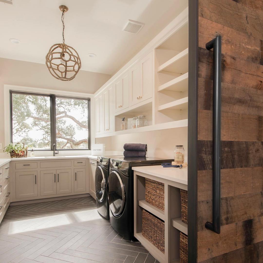 Spacious Laundry Room Located Upstairs. Photo by Instagram user @arbogasthomes