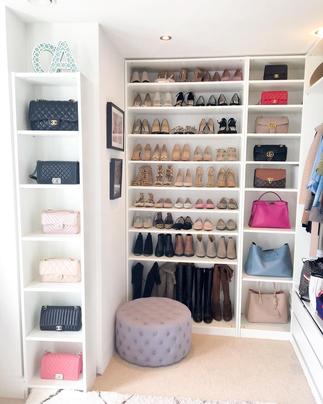 Organized, spacious walk-in closet. Photo by Instagram user @chase_amie