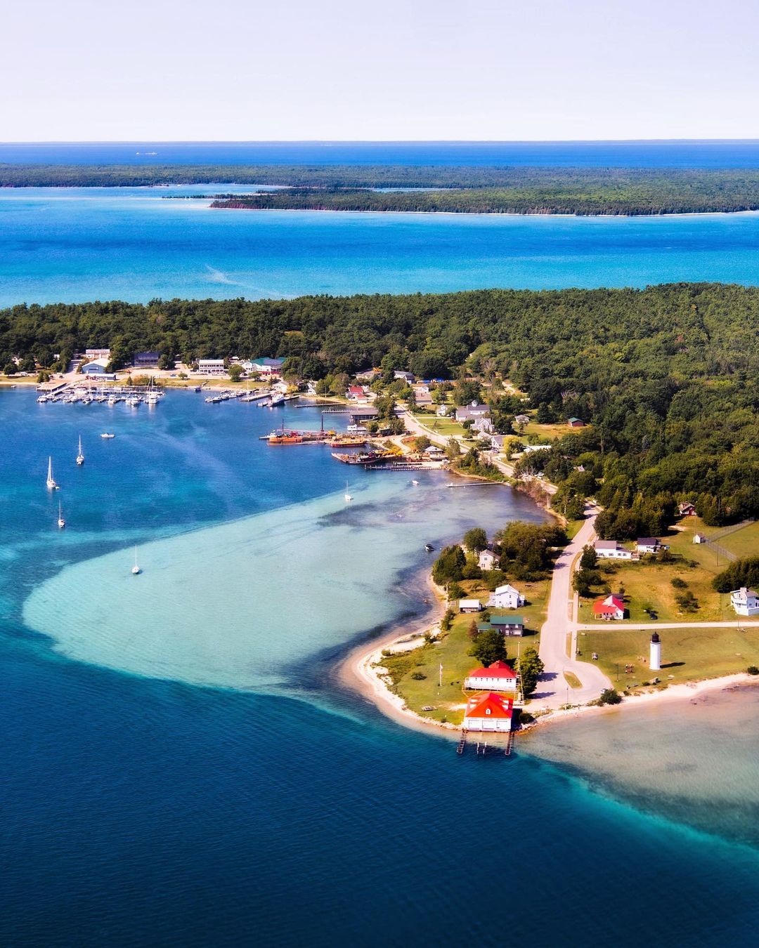 Aerial View of Lake Michigan at Beaver Island. Photo by Instagram user @shaleewanders