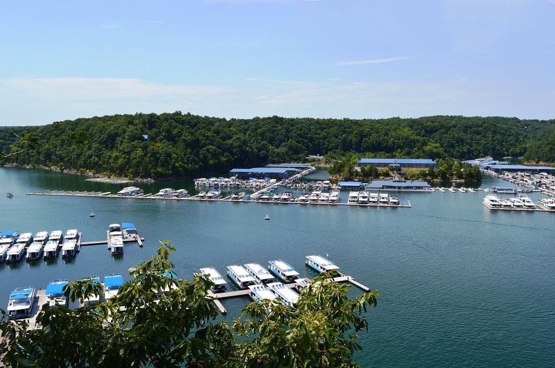 Aerial View of the Docks at Lake Cumberland. Photo by Instagram user @kentucky_travels