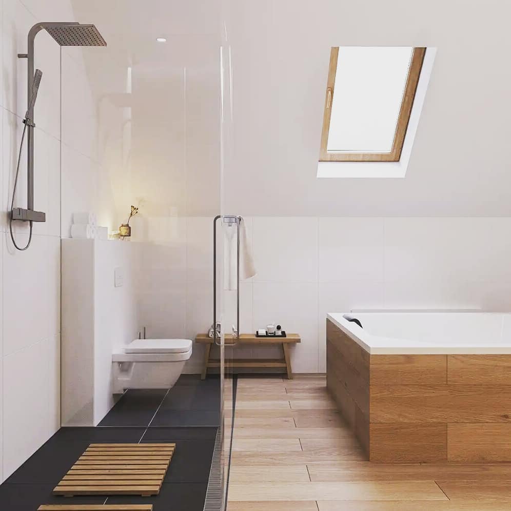 Minimalist luxury bathroom. Photo by Instagram user @azarchitect.co