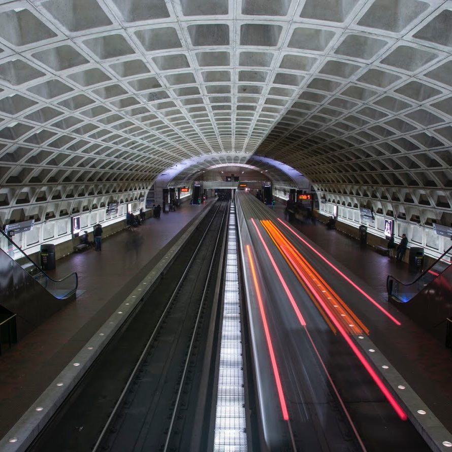 Inside of L'Enfant Plaza in Washington, DC. Photo by Instagram user @bjornletink_photography