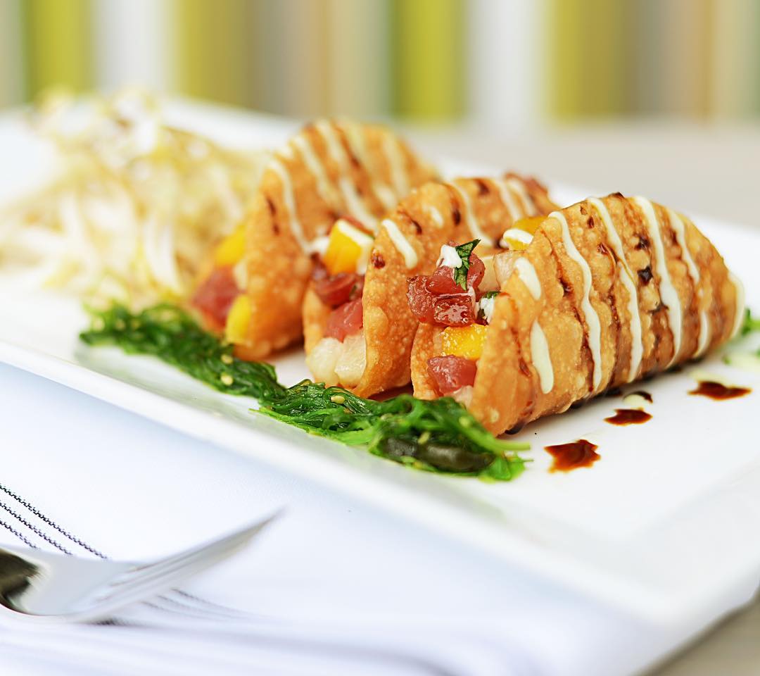 Plate of fried tuna tacos. Photo by Instagram user @boatyard_restaurantftl