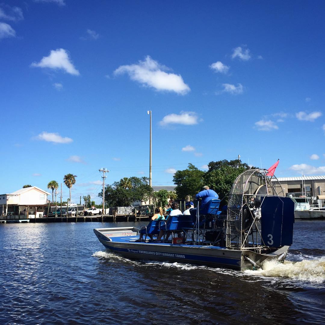 Airboat with tourists glides across the everglades in Fort Lauderdale. Photo by Instagram user @suzanne.kentish