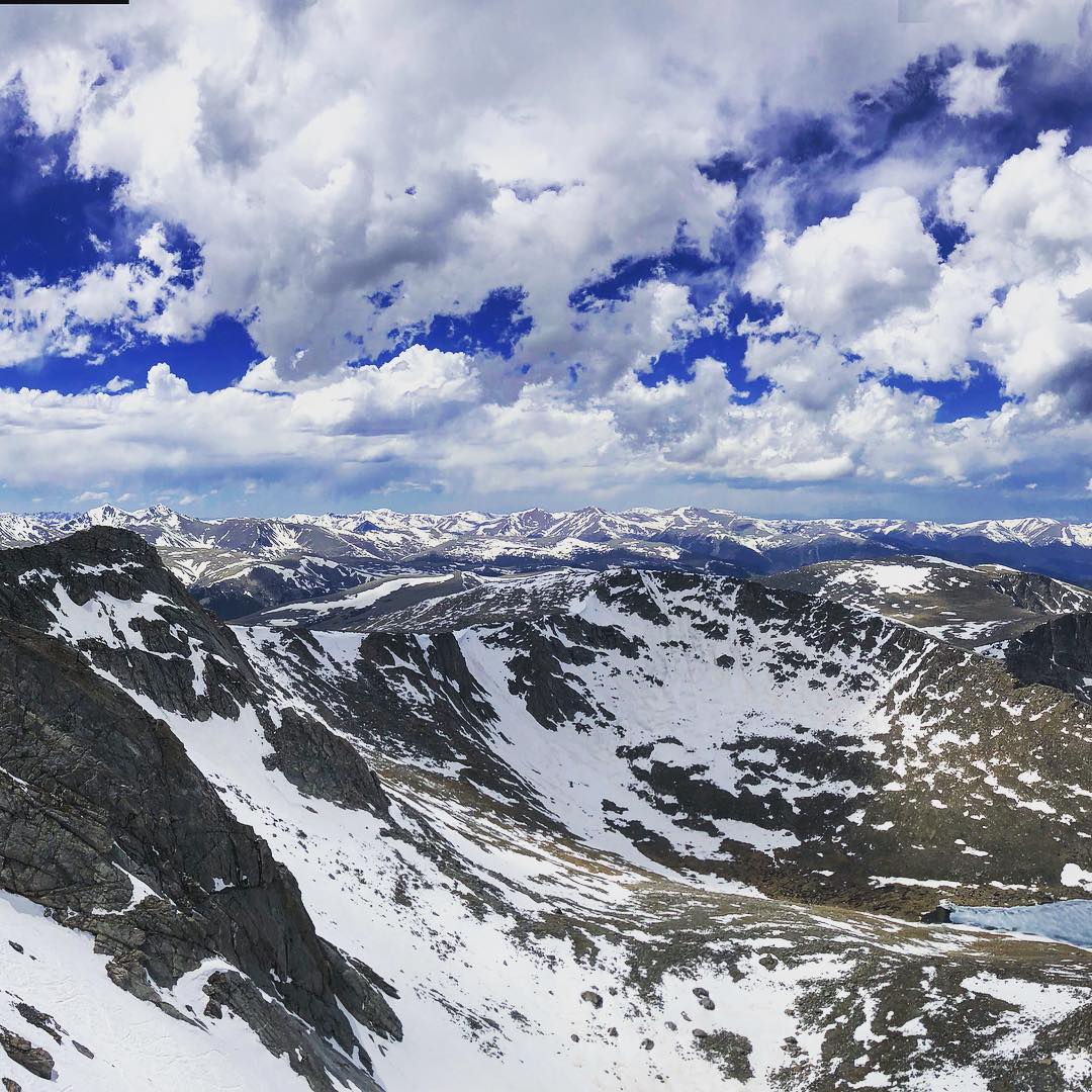 Moutain View of Snowy Mount Evans in Colorado. Photo by Instagram user @kali.kuzma