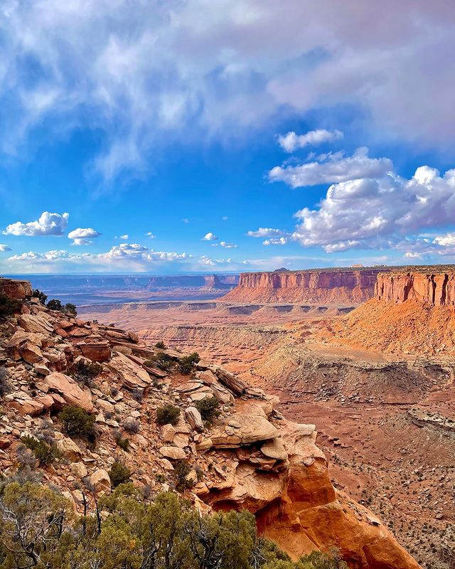 A view down a giant red rock canyon in Canyonlands National Park. Photo by Instagram user @_joanthony
