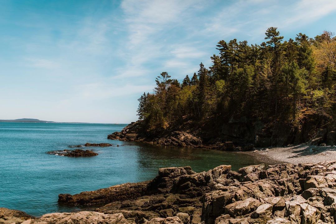 Rocky Beach on Forest on the Edge of Bar Harbor in Maine. Photo by Instagram user @brittneyfairfield